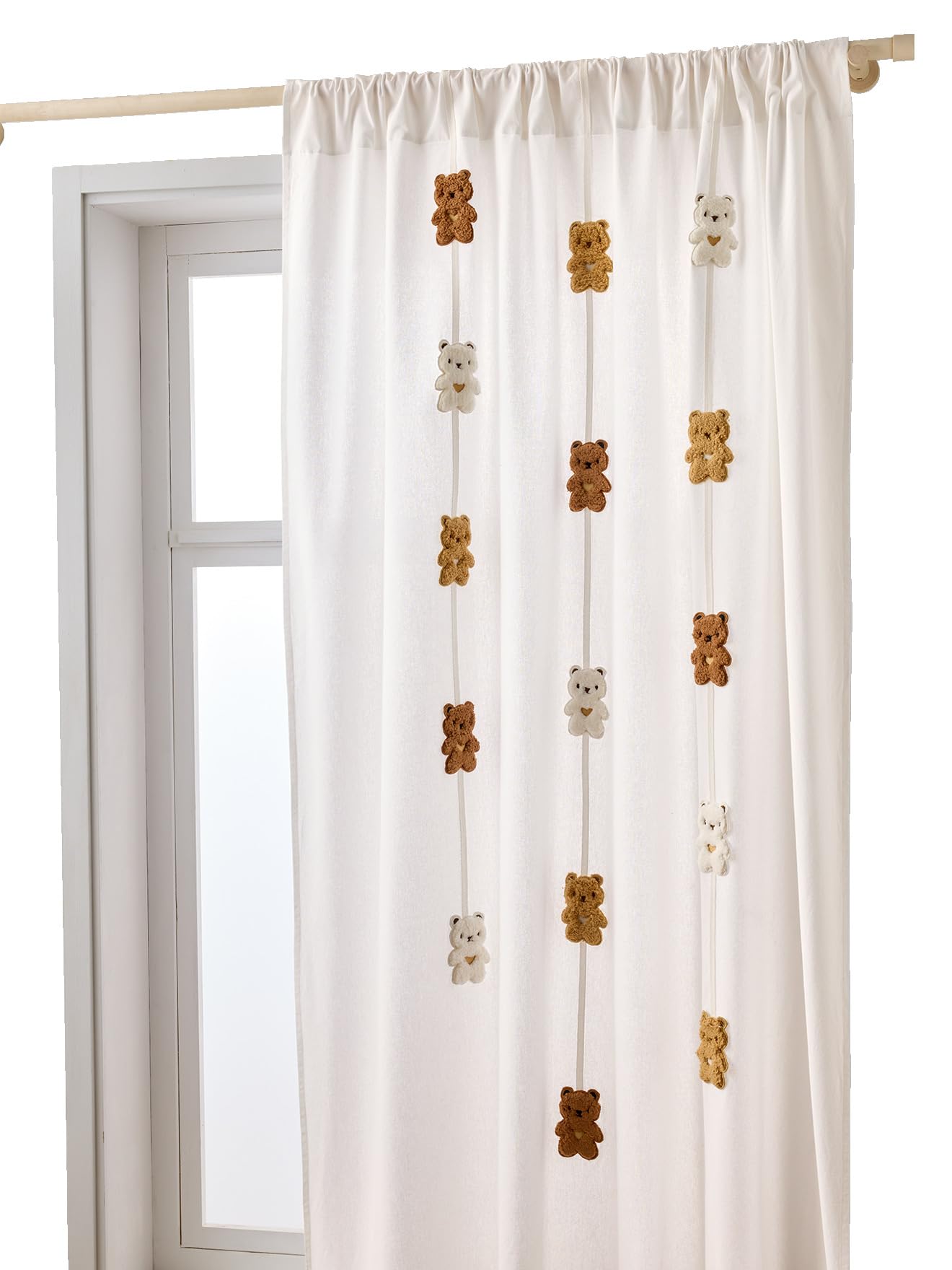 VERTBAUDET Rideau tamisant Guirlande Ourson Beige 135X180