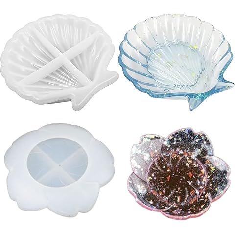 2 PCS Shell Resin Mould,Accfore Resin Moulds Silicone Moulds for Resin Casting Dish Epoxy Resin Mould Jewellery Tray Soap Dish Moulds Cover