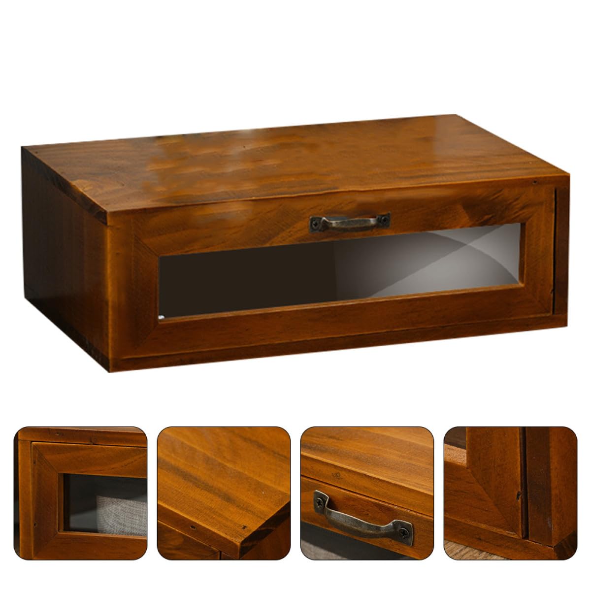 VANZACK Supporto e Organizzazione di Cancelleria e Oggetti Vari per Monitor da Computer in Legno Marrone Cassetto Acrilico e Ripiano Elevatore per Archiviazione Desktop