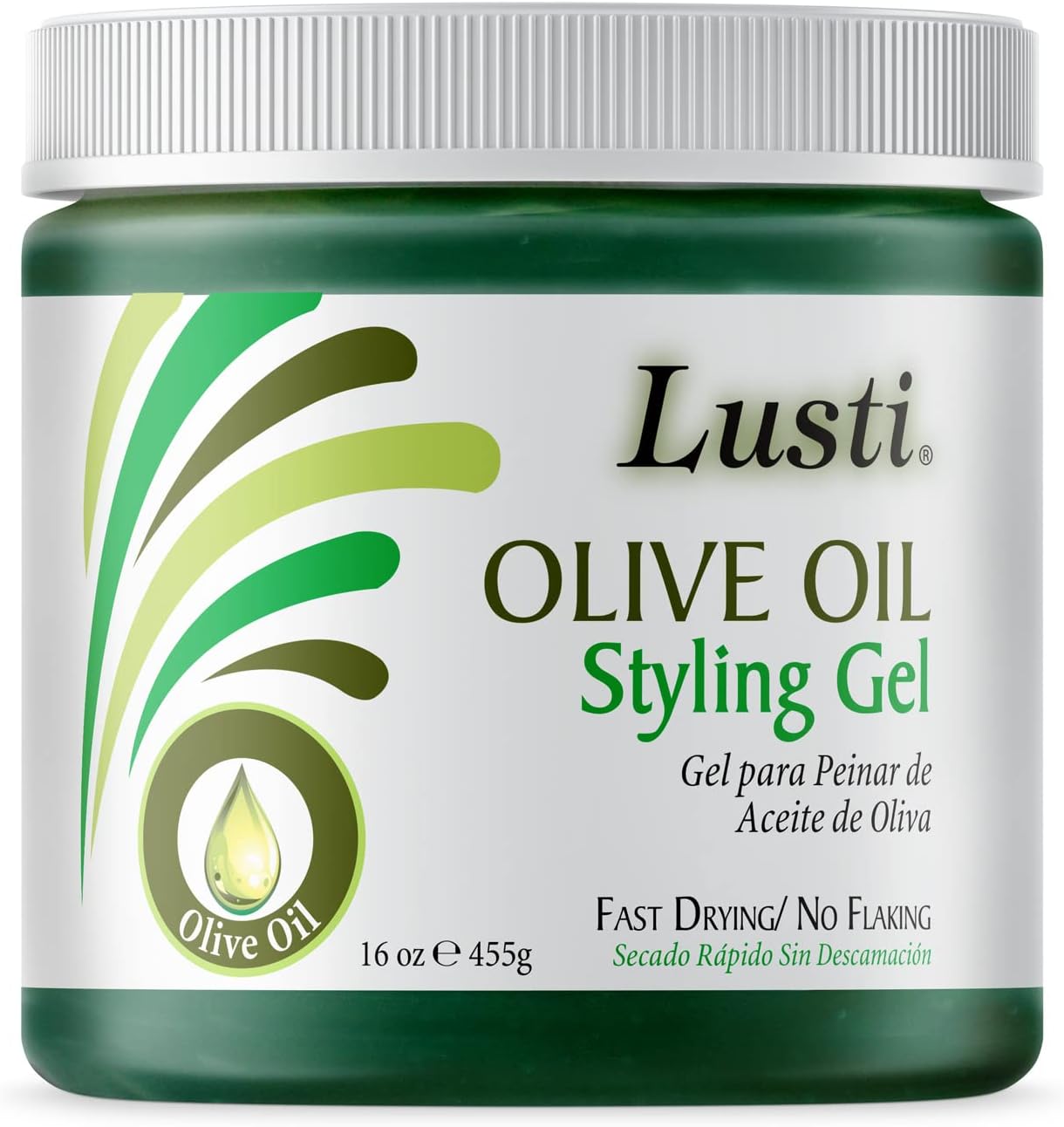 Lusti Organics Olive oil Styling Gel, Fast drying, No Flaking, 16 Oz