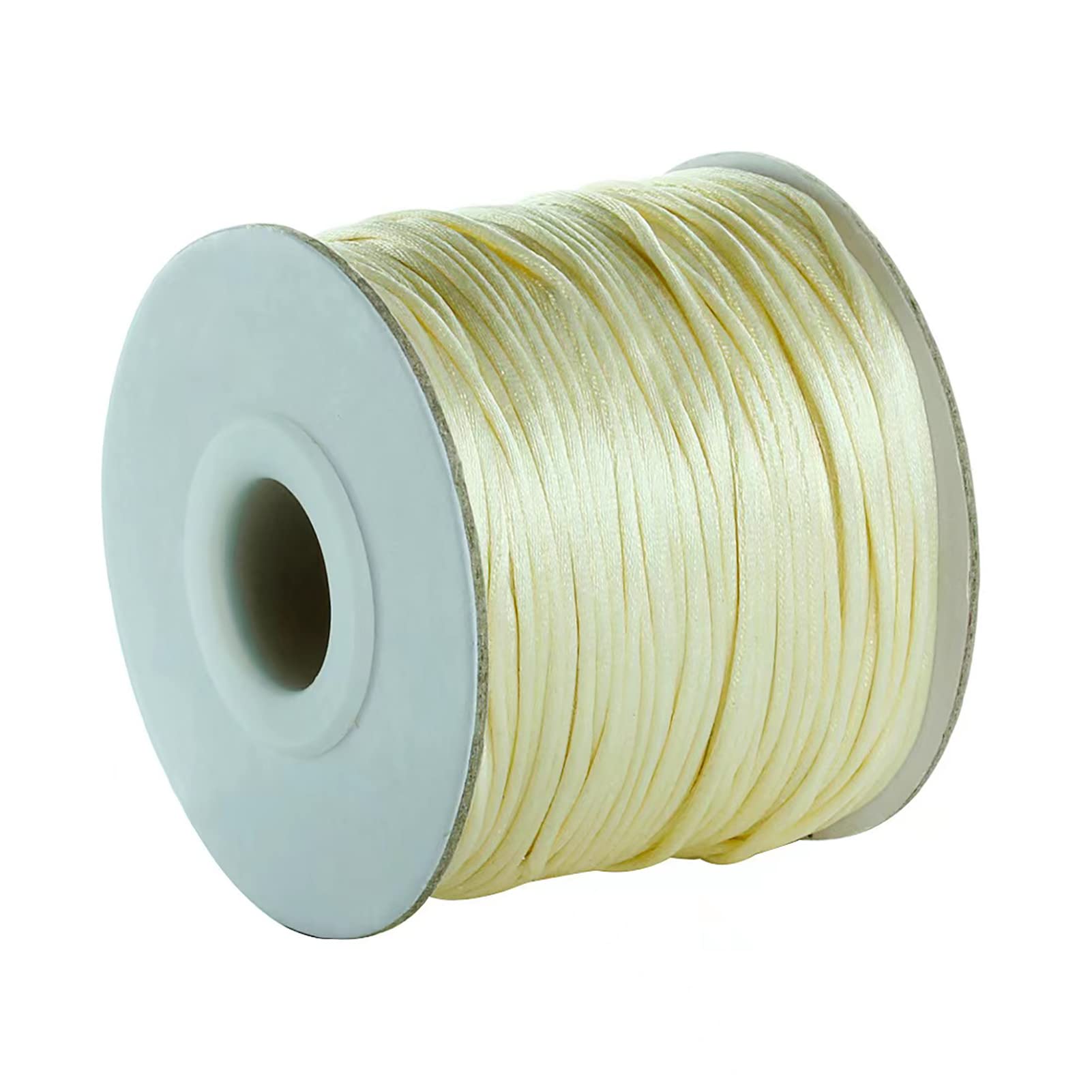 80 Yards 1.5mm Beige Rattail Satin Nylon Trim Silk Cord Beading String Chinese Knotting Cord Macrame Thread Cord for Necklace Bracelet Braided Jewelry Making