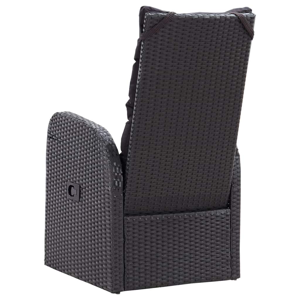 vidaXL 2x Sedie da Giardino Reclinabili e Cuscini Seggiola da Esterni con Cuscini Sdraio Arredo da Esterno Arredamento Giardino Polyrattan Nero