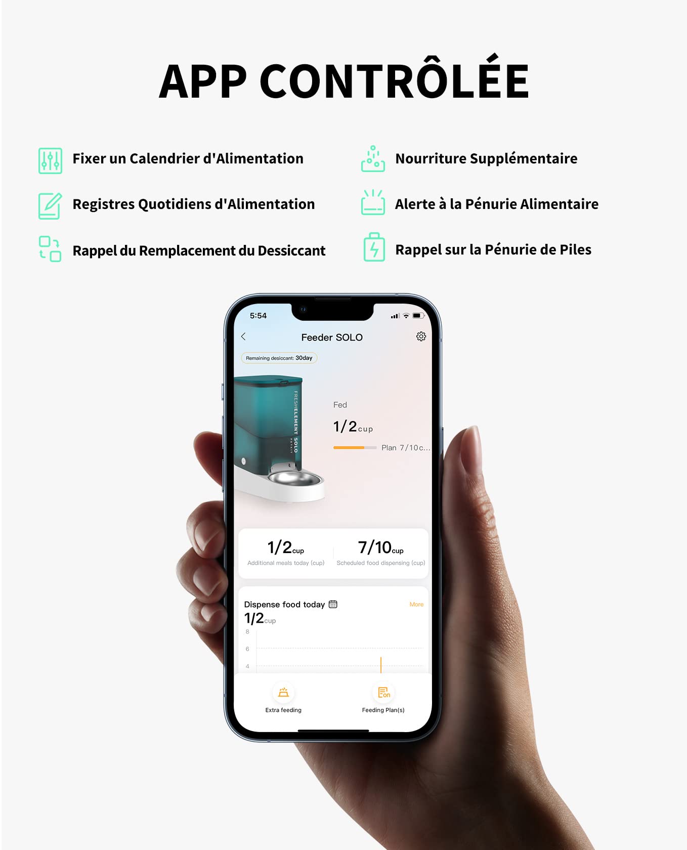 PETKIT Distributeur Automatique pour Chats et Chiens,2.4G WiFi 3L Mangeoire Automatique, Connecté App,avec Bol en Acier Inoxydable,Jusqu'à 10 Repas par Jour,Double Alimentation d'énergie(Blanc Pâle)