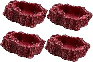 BUGUUYO 4 peças tigela de comida para animais de estimação tigela de água para animais de estimação tigela de réptil prato de alimentação de répteis tigela de comida para répteis tigela de água de resina suporte de comida para répteis suprimentos de alimentação para répteis rastejamento