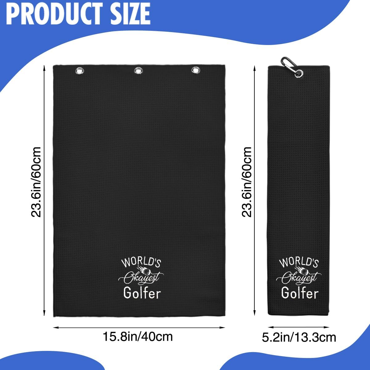 Hafhue World's Okayest Golfer Embroidered Golf Towel, Golfer Accessories for Men Women, Golfs Gifts for Men Women, Retirement Gifts for Dad Grandpa Golfs Lover Fan - Image 2