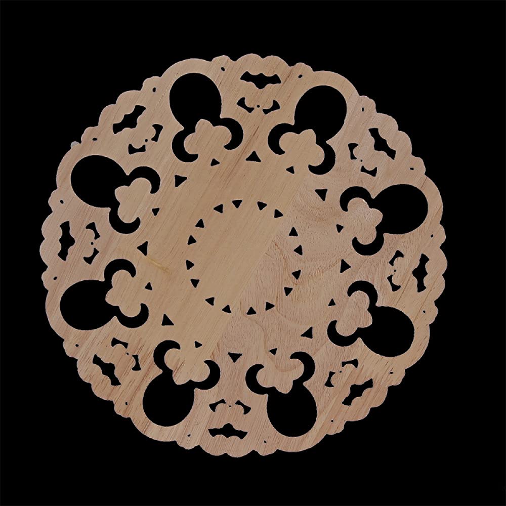 2 Stück Holzfiguren-Rahmenapplikationen | Aufkleber mit antiken Blumenblättern, Holzdekoration, Wanddekoration(24cm)