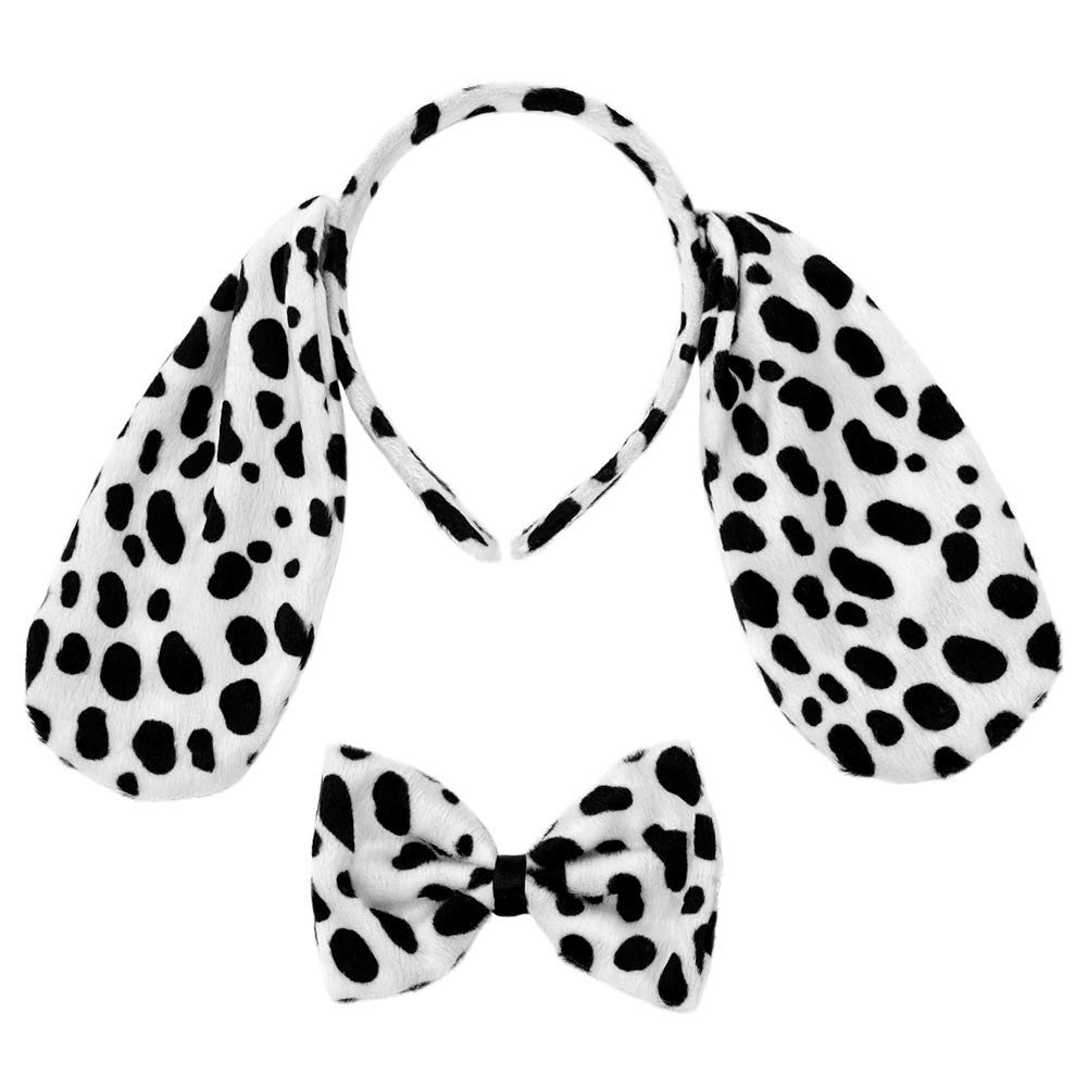 SeasonsTrading Dalmatian Dog Ears Headband Tail & Bow Tie Costume Set Party Kit