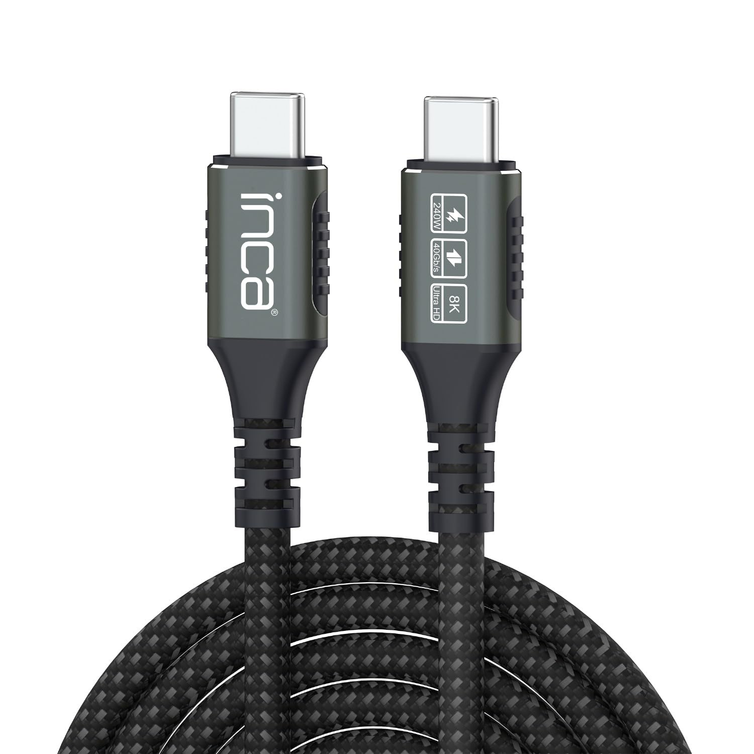 inca ITCT-40 kabel USB 4, 1 m, 240 W, PD 3.1, szybkie ładowanie, szybkość przesyłania danych 40 Gb/s, kabel wideo 8K 60 Hz, kabel USB C na USB C do MacBooka, iPada, laptopa, smartfona, tabletu