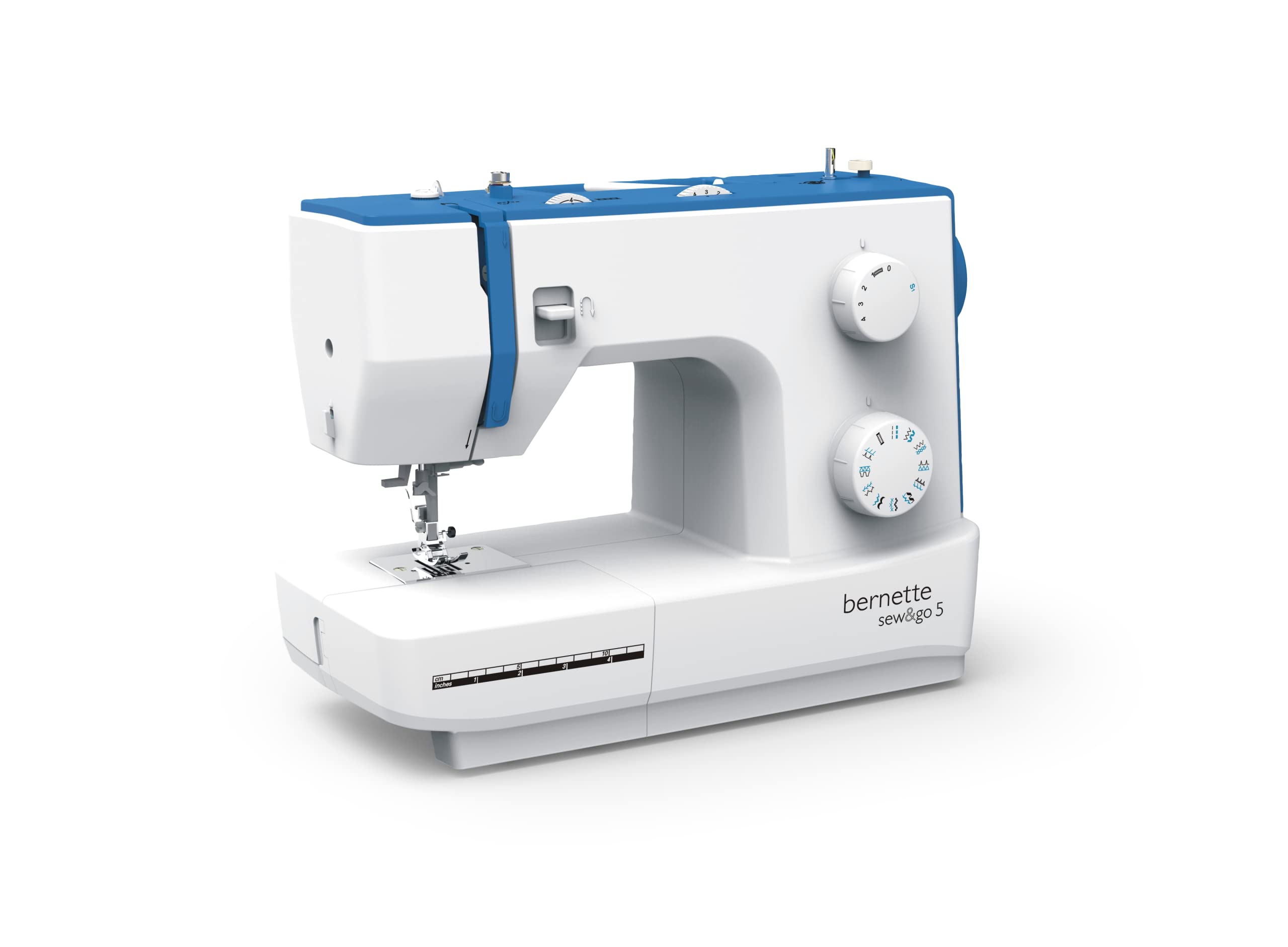 bernette sew&go 5 - Freiarm Nähmaschine, einfache Bedienung, Einfädelhilfe, Fadenabschneider, 23 Nähprogramme, 4 Nähfüße, Stichlänge/Stichbreite/Nähfußdruck einstellbar