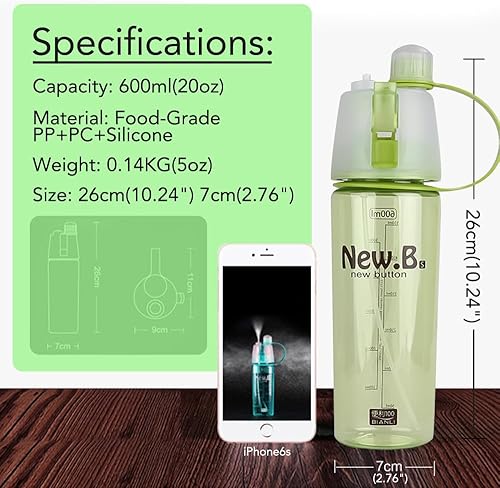 Miniatura 6 de Botella de agua con atomizador personalizada con pajilla, botella de agua deportiva personalizada de 20 onzas con nombre, personaliza la función de