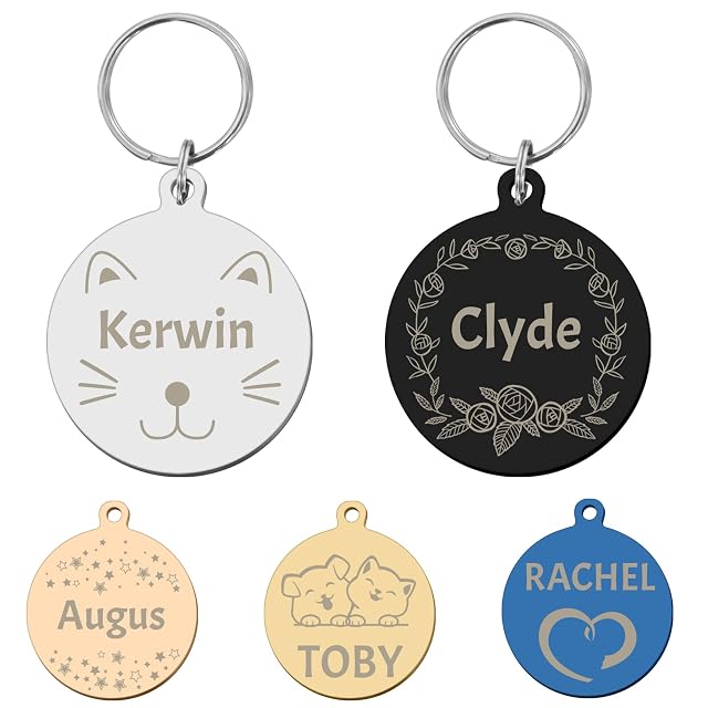 CAMAL Chapa Perro Grabada Acero Inoxidable, Placas Identificativas Perros Personalizables