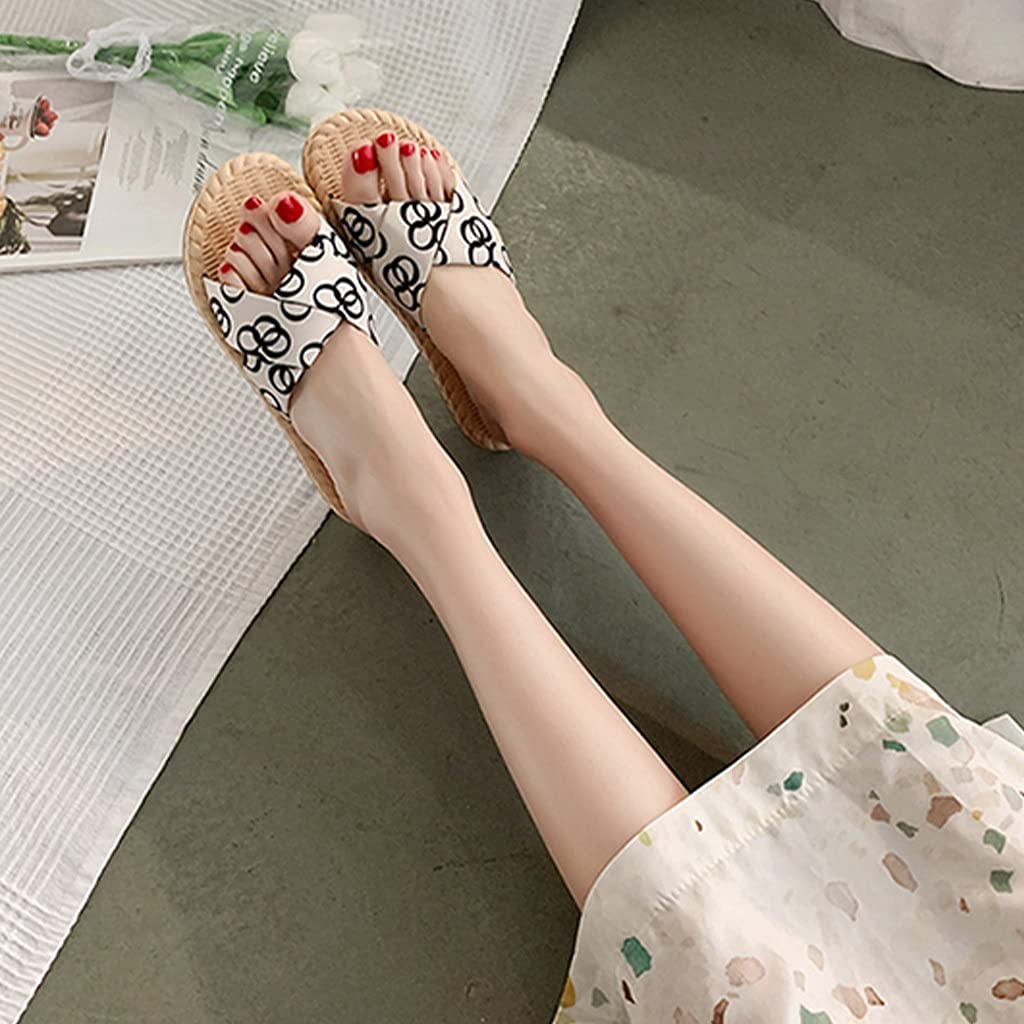 Sandalias con Plataforma para Mujer, Sandalias Informales sin Cordones para Verano, cómodas Sandalias con Punta Abierta para Zapatos de Playa de Verano, Zapatillas sin Cordones para Interiores y