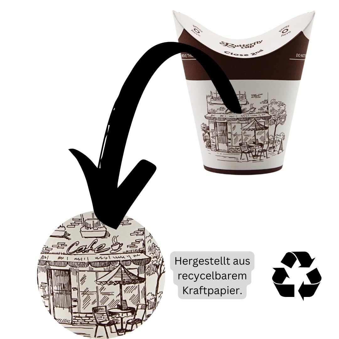 Enpack - 800 Stück Kaffeebecher mit Deckel - Papp Coffee To Go Behälter - 200ml/8 oz - Nachhaltiges Heiß und Kaltgetränk Gefäß - Umweltfreundlicher Alltagsbecher