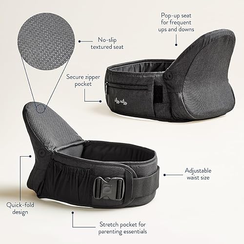 Miniatura 5 de Itzy Ritzy Portabebés con asiento de cadera  3 maneras de sostener y apoyar a bebés y niños pequeños de entre 12 y 44 libras se adapta a cintura de