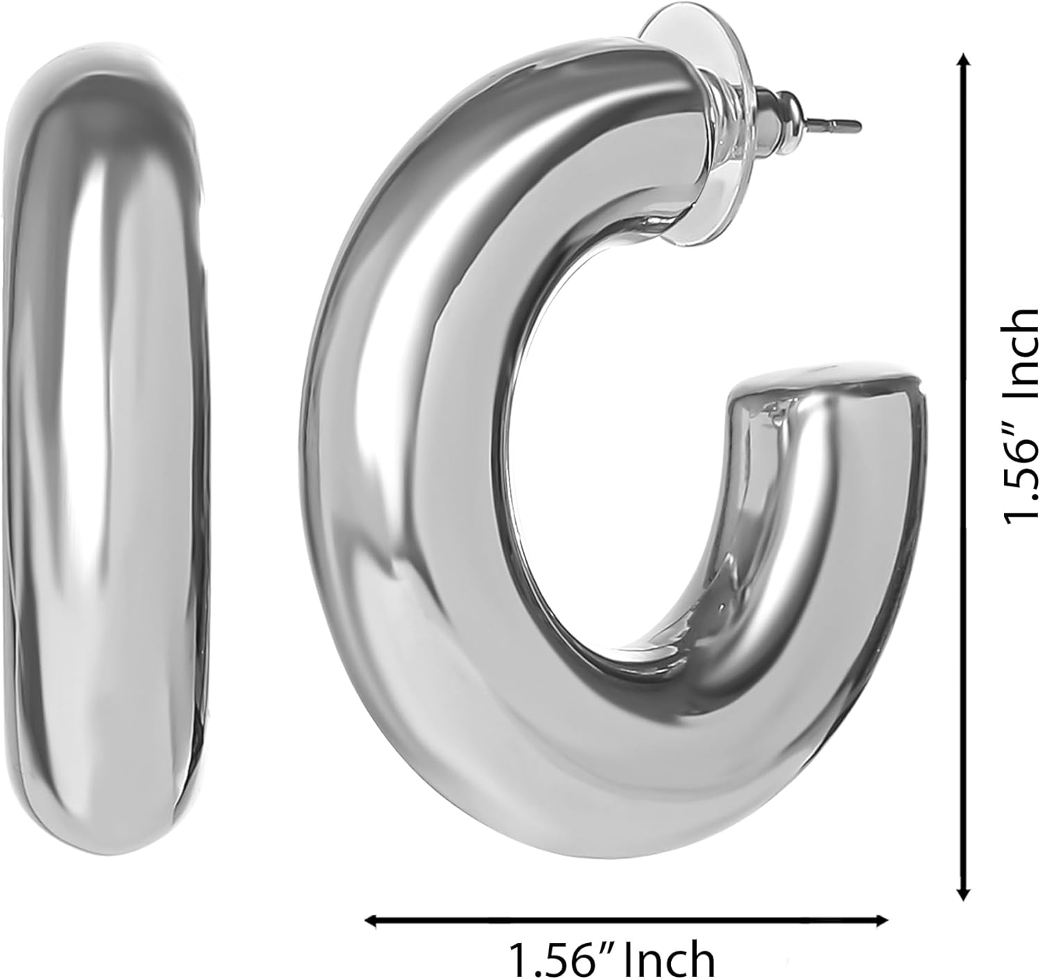 Jessica Simpson Silver-Tone Hoop Earrings for Women, Polished Silver-Tone Hoops, Fashion Jewelry - Image 4