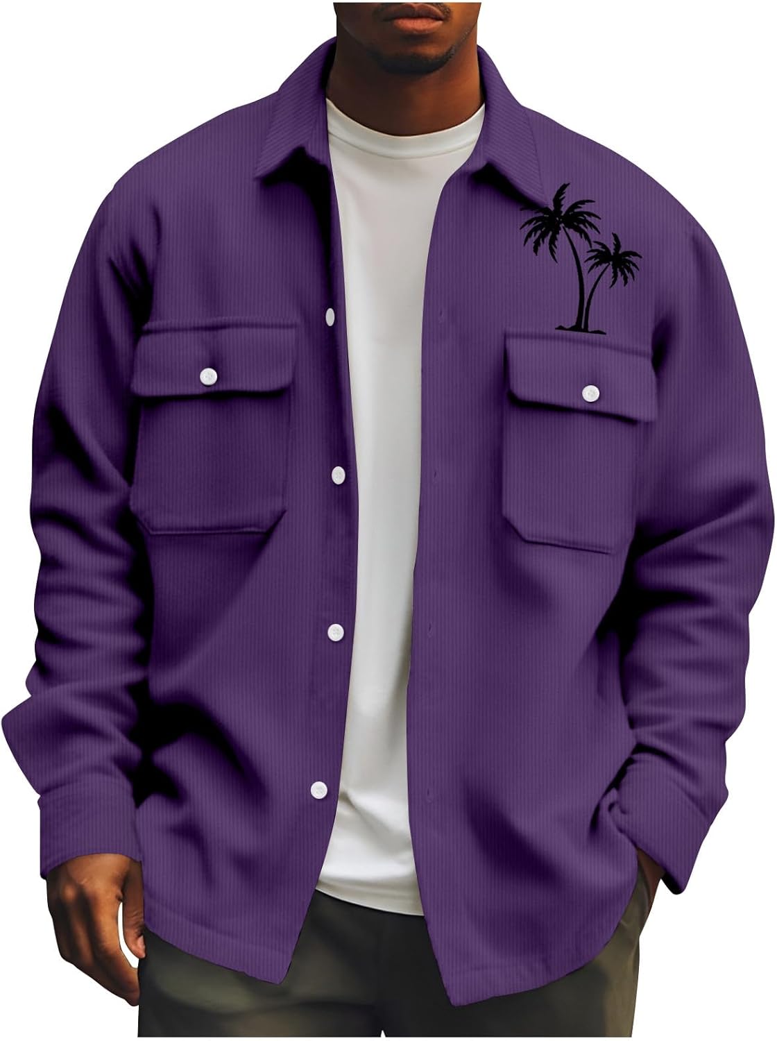 Men’s Shirt Jacket Casual Button Down Corduroy Jackets Coats Long Sleeve Lightweight Winter Jackets Windbreaker