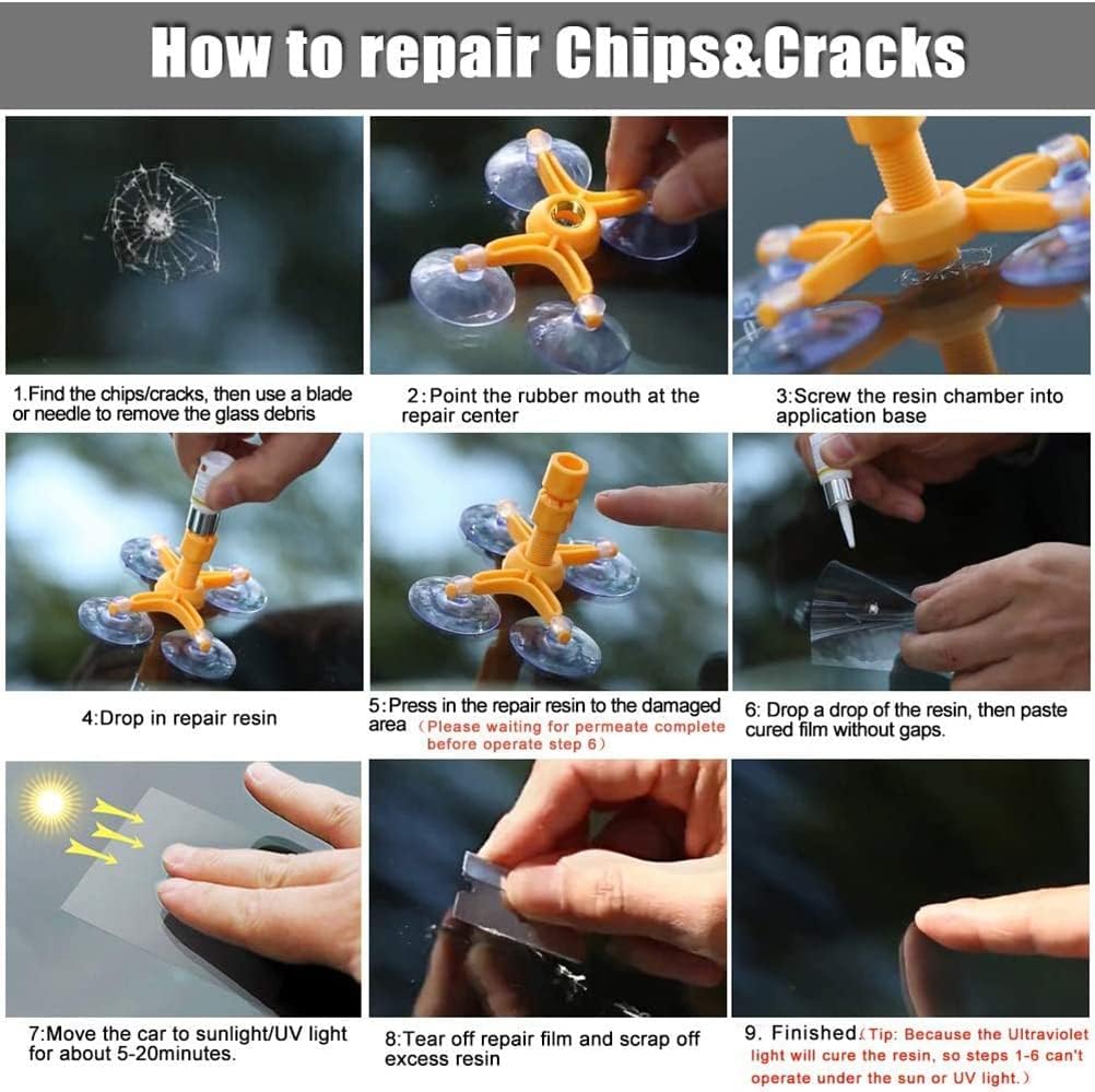 Car Windschutzscheibe Reparaturset Werkzeug für PKW Chip und Crack, Auto Windscreen Repair Kit