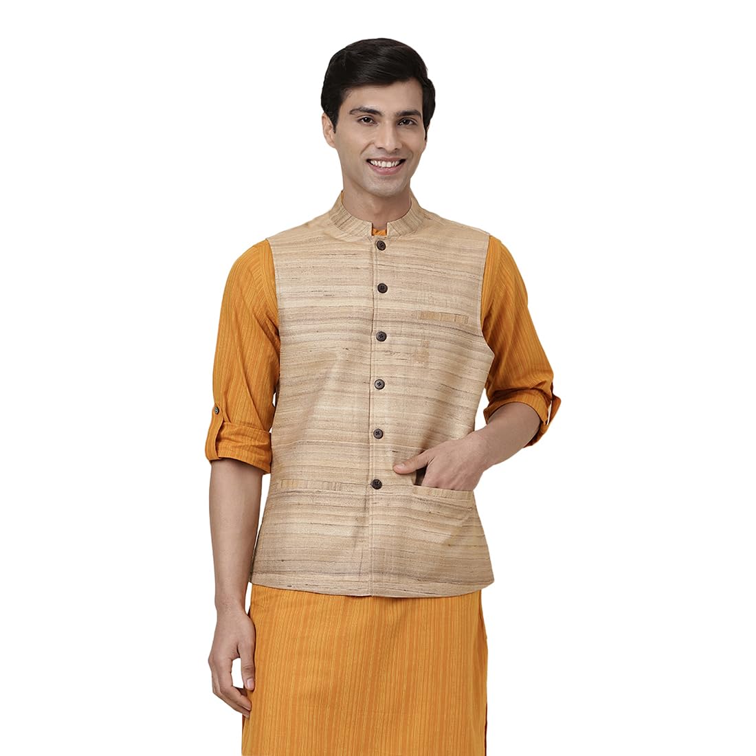 fabindia Men's Jacket (10736718_Natural-picture-53