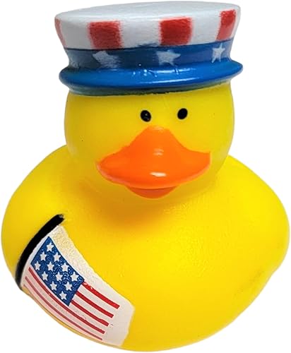 Miniatura 6 de Patos de goma geniales del 4 de julio con bandera de Estados Unidos (2 pulgadas) tamaño estándar. (paquete de 12) lindos juguetes de piscina de pato