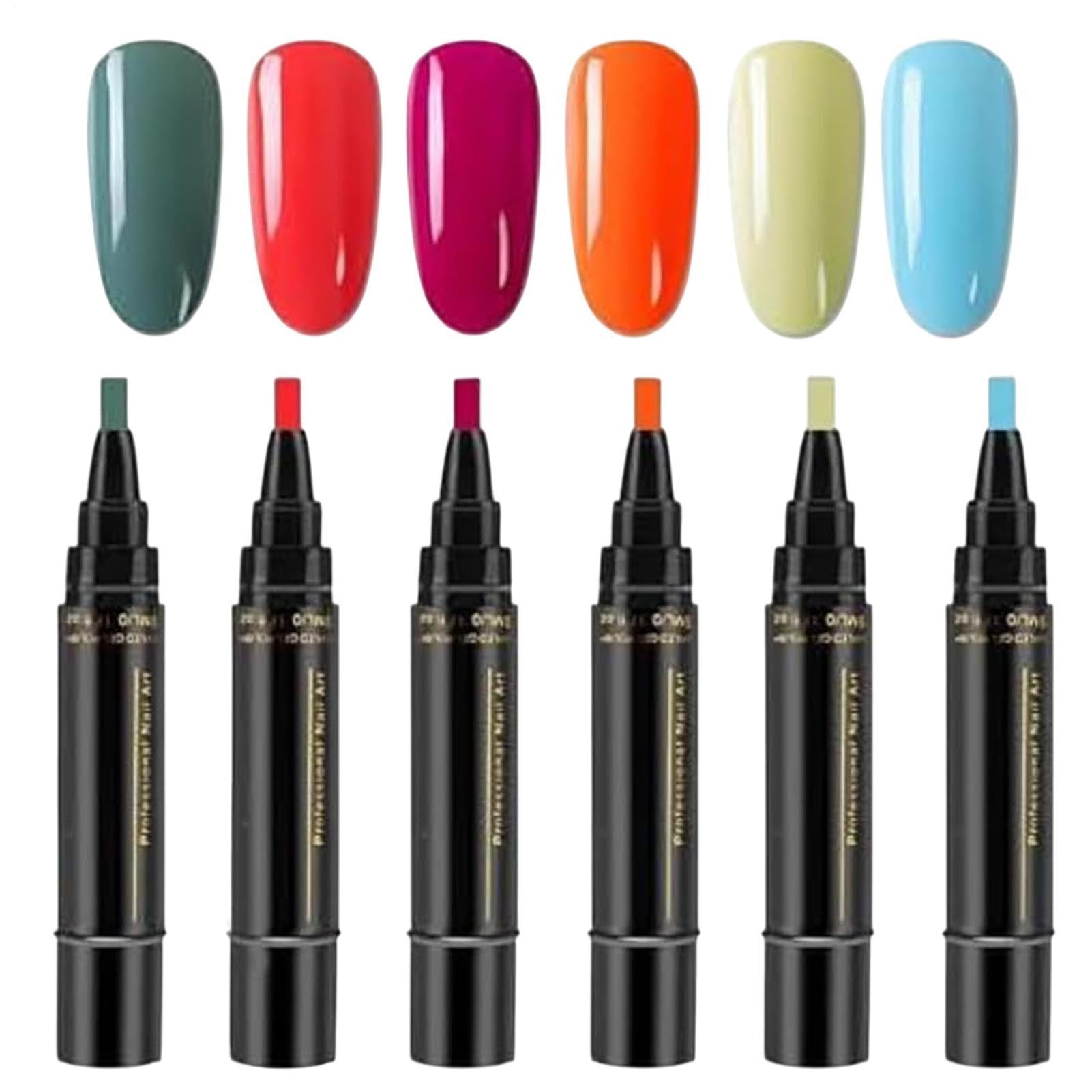 Bolígrafos De Esmalte De Uñas Para Mujeres, Bolígrafos Esmalte Uñas Gel, Kit Des Pintura Esmaltes Secado Rápido 6 Colores, Para Un Acabado Des Manicura Profesional