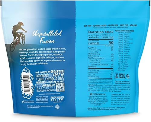 Miniatura 2 de Sunwarrior - Proteína vegana en polvo con BCAA, semillas de cáñamo, libre de gluten, sin OGM, lácteos, soja, azúcar, baja en carbohidratos, sabor