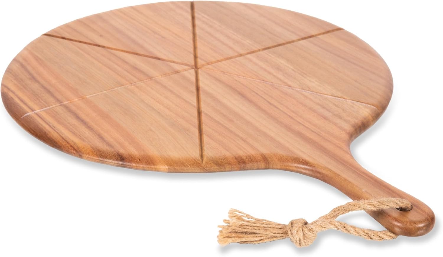 PICNIC TIME Napoletana Acacia Wood Pizza Cutter Board and Pizza Peel Paddle, 22 Inch Round Pizza Cutting Board with Grooves for Perfect Slices, Wooden Pizza Serving Board, Charcuterie or Bread Tray