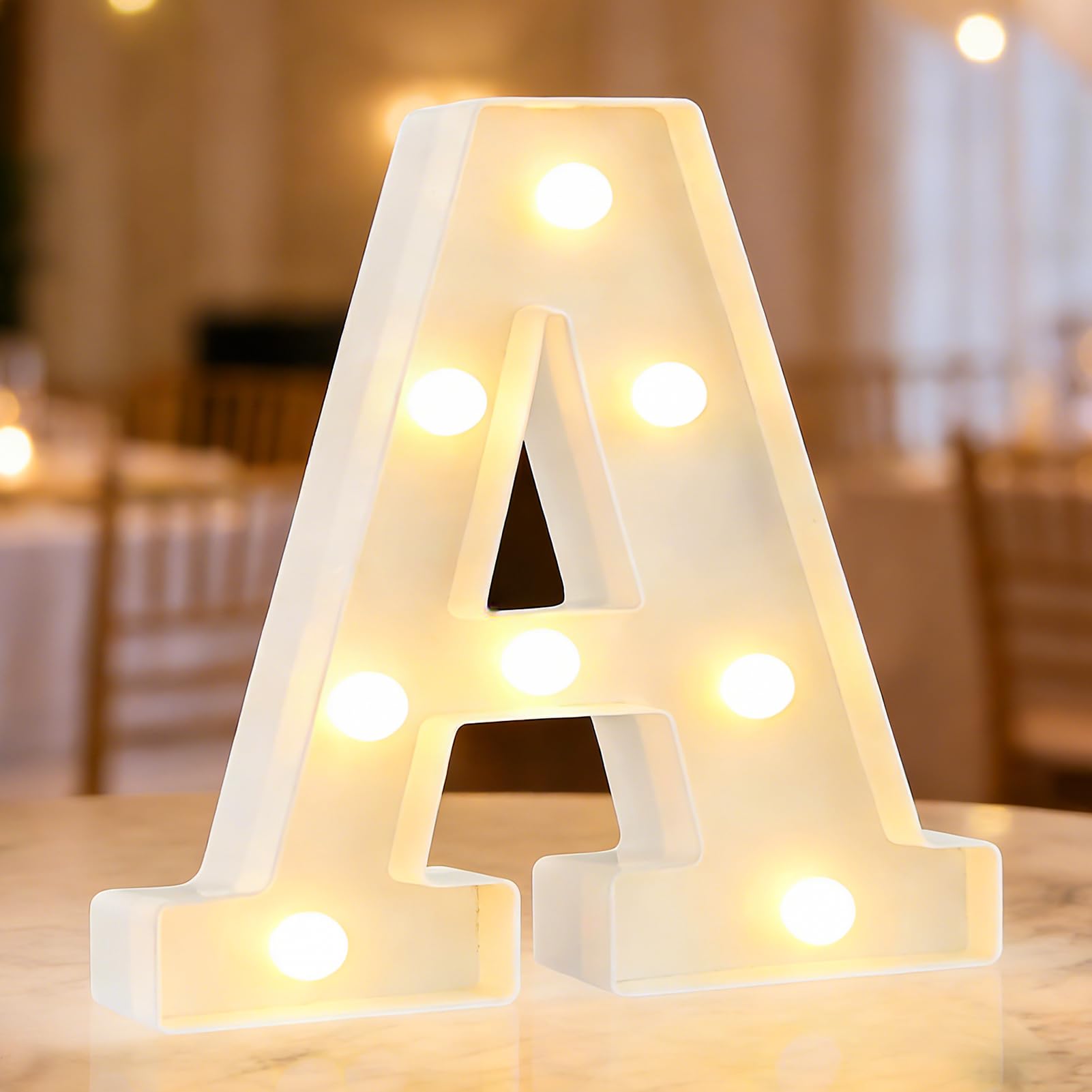 Luci a LED con lettere dell'alfabeto,lettere luminose a LED con luce calda,illuminazione a LED con letter-e,luci notturne decorative con letter-e,per feste di compleanno,Natale,matrimoni,lettera A