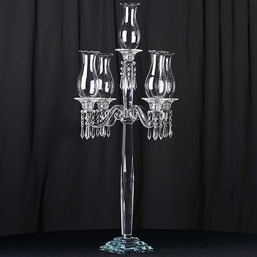 Efavormart - Candelabro de cristal de alta calidad con 5 brazos y cadenas para candelabros
