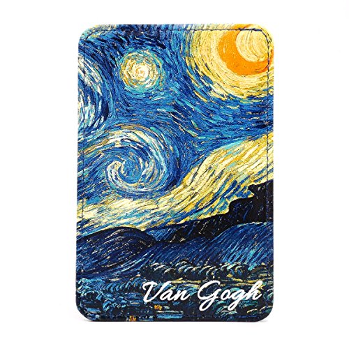 kandouren Slim Minimalist RFID Leather Wallets,Front Pocket Wallet,Credit Card Holder for Men & Women,Money Clip Case(Blue Van Gogh Starry Night)4
