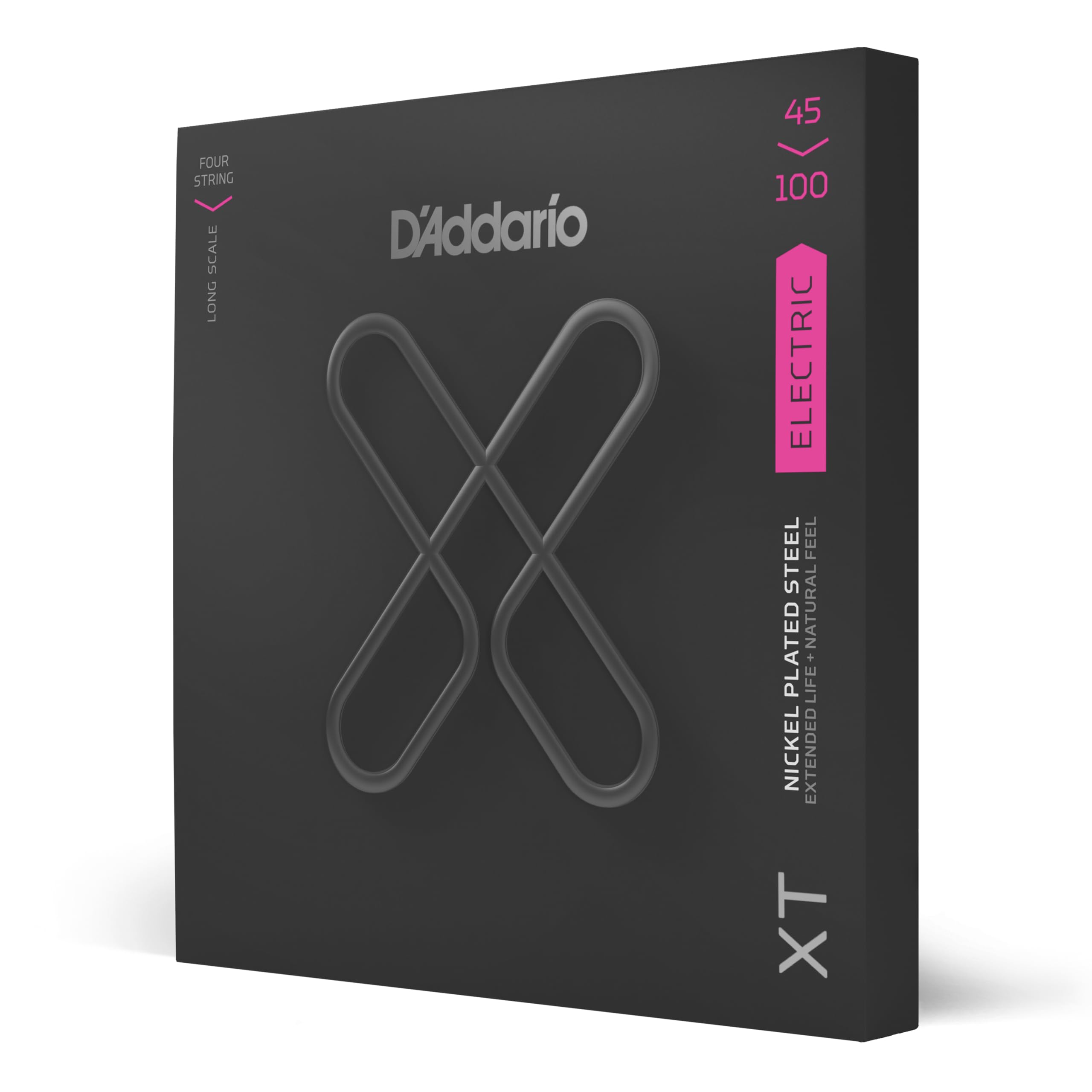 D'Addario Cordes XT pour basse XTB45100, acier plaqué nickel, Regular Light, diapason long, 45-100