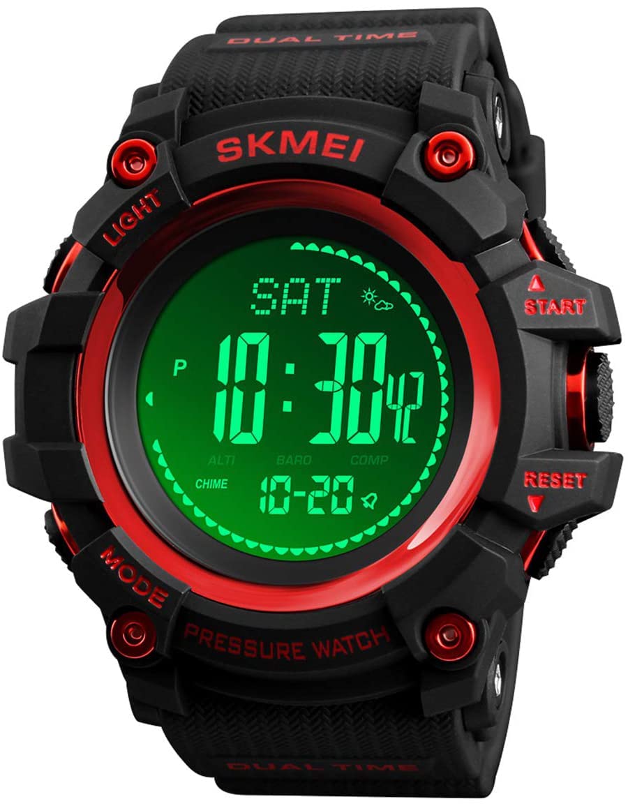 S Shock Military Sports Watches Compass Pedometer Calories Mens Watch Digital Waterproof Electronic Watches Men Wristwatch (Red) (B07KF2BRNQ) Amazon Price History, Amazon Price Tracker