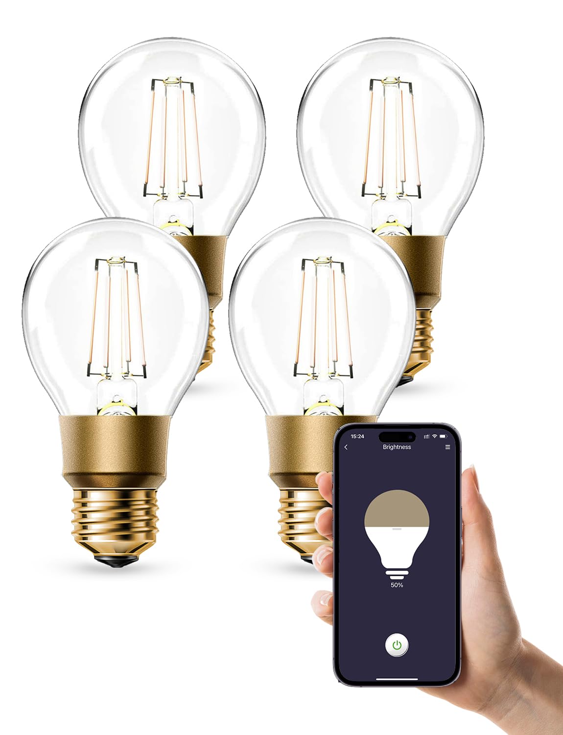 Refoss Vintage Glühbirne Wlan Glühbirne E27, Dimmbare Led Glühbirne Vintage, Warmweiß, 6W (Äquivalent Zu 60W), A19 Smart Edison Bulb, Kompatibel Mit Alexa Und Google Assistant, Kein Hub Erforderlich