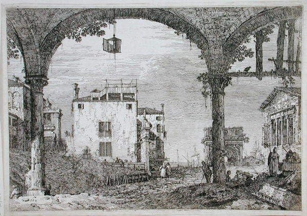 Poster Canaletto vue à travers une arcade pour salon lumineux et bureau elegant