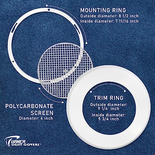 Recessed Light Cover Kit for Indoor and Outdoor Ceiling - Replacement Kit for Canned Lighting Fixtures, and LED Retrofit Downlights, Includes Mounting Ring, Trim Plate, and Screen, Paintable - 6 packs