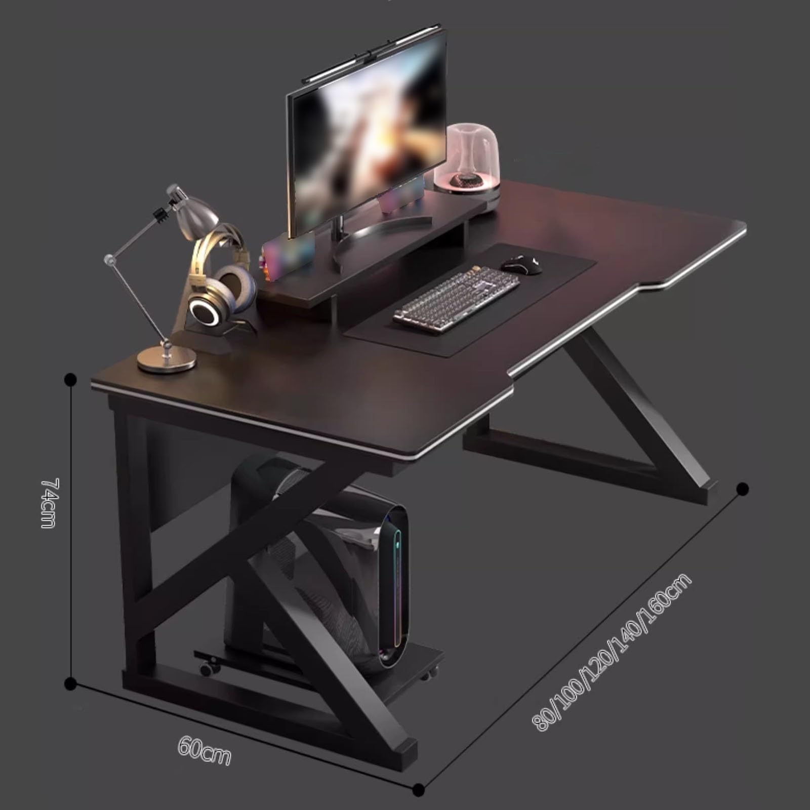 Nowoczesne biurko gamingowe, zajmujące mało miejsca biuro do domu i studia, solidne metalowe nogi K-Sd, wielofunkcyjne i designerskie do gier i pracy