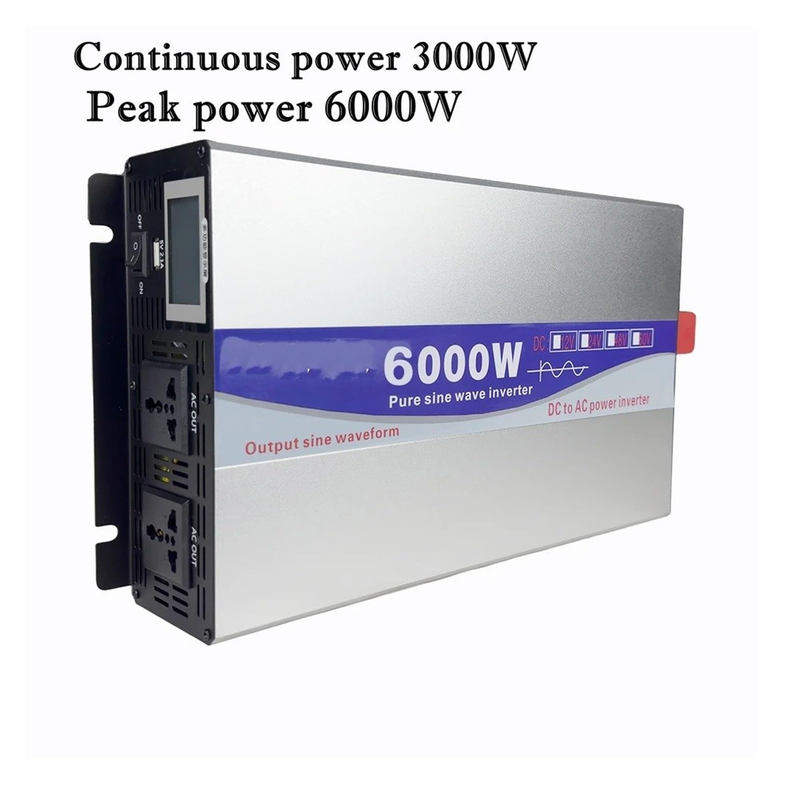 Inversor Onda Sinusoidal Pura 6000 W 8000 W CC 12 V-72 V A CA 110 V/220 V Convertidor Portátil Energía Solar para El Hogar con USB(6000W,12V,220V(50HZ))