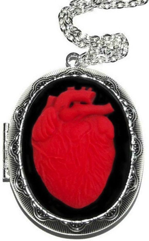 Anatomical Heart Cameo Locket Necklace