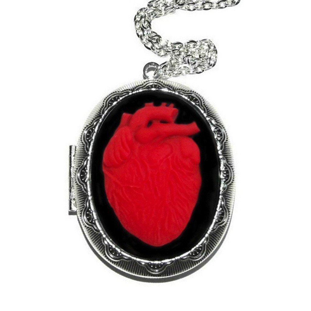 Anatomical Heart Cameo Locket Necklace