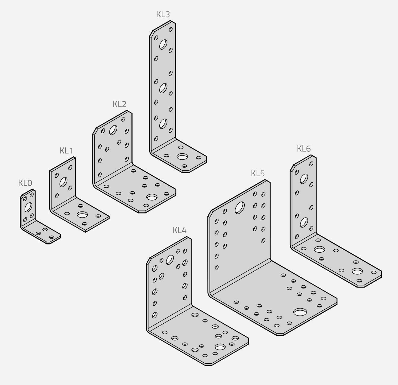 Staffe angolari zincate per legno, acciaio zincato KL5, 105 mm x 105 mm x 90 mm x 2,5 mm, confezione da 20