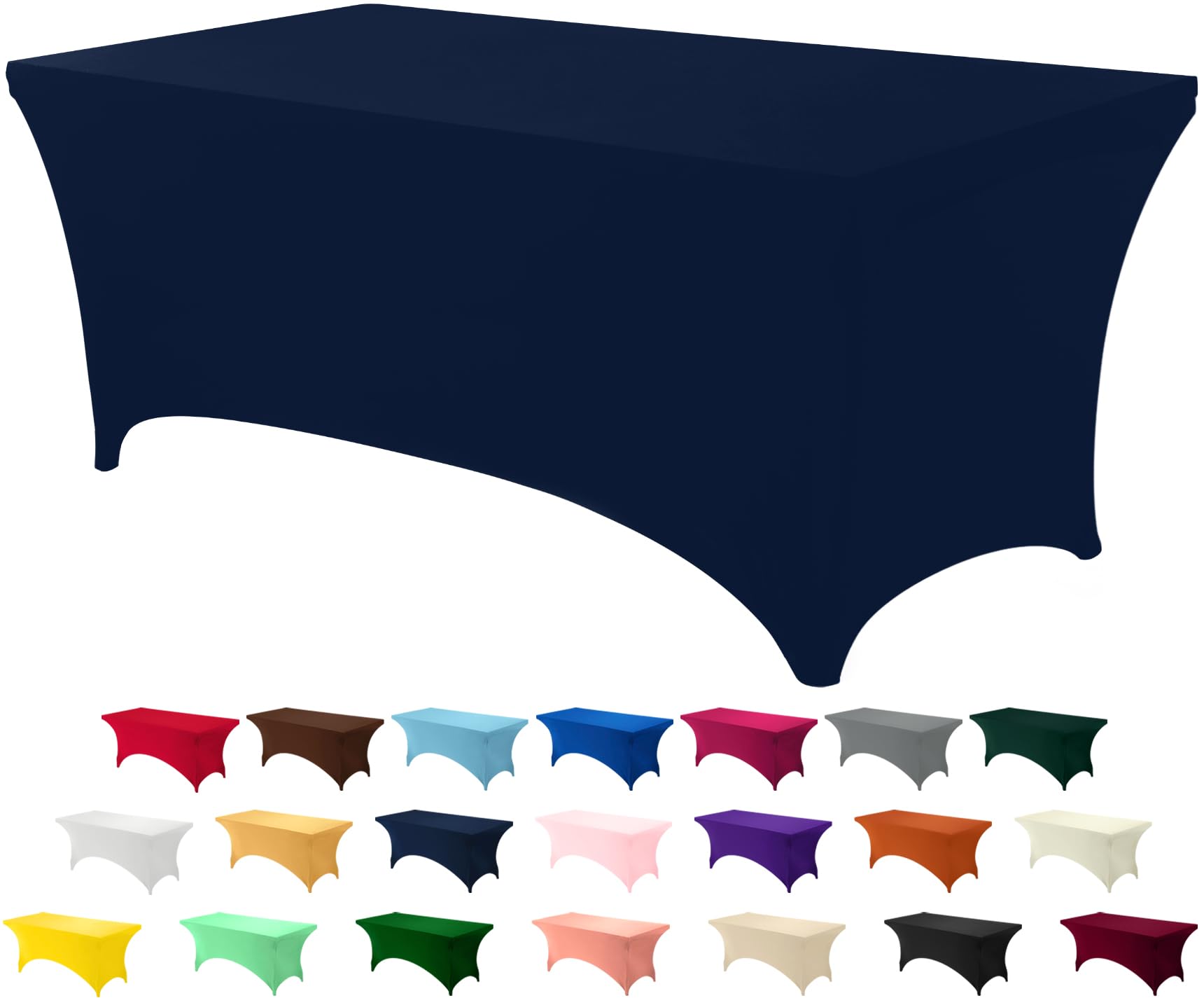 Utopia Kitchen Spandex Table Cloth [6FT, Navy] Tight, Fitted, Washable and Wrinkle Resistant Stretch Rectangular Patio Table Cover for Event, Wedding, Banquet & Parties [183Lx76Wx76H] cm