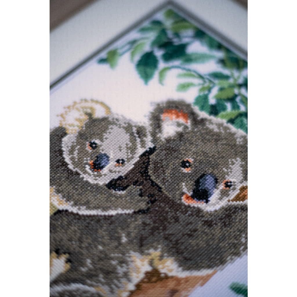 VERVACO Haft Krzyżykowy Liczony Zestaw Obraz do Haftu KOALA Z DZIECKIEM Zrób to Sam Zestaw Kreatywny dla Dorosłych 27 x 38 cm Dekoracja Ścienna DIY Cross Stitch Kit