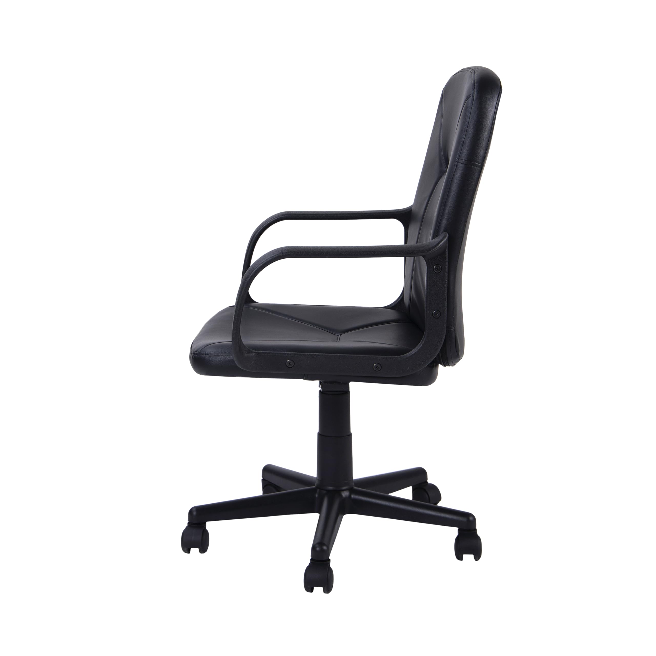duehome | Genesis, Silla Giratoria Oficina, Silla de Escritorio, Acabado en Simil Piel Negro, Medidas: 55 cm (Ancho) x 55 cm (Largo) x 87-96 cm (Alto)