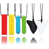 Chewy Necklaces for Sensory Kids&comma; 6 Pack Chew Necklaces for Sensory Boys and Girls with Autism&comma; ADHD&comma; SPD&comma; Chewing&comma; Biting&comma; Silicone Oral Sensory Chew Teething Toys for Adults Reduce Anxiety Fidget