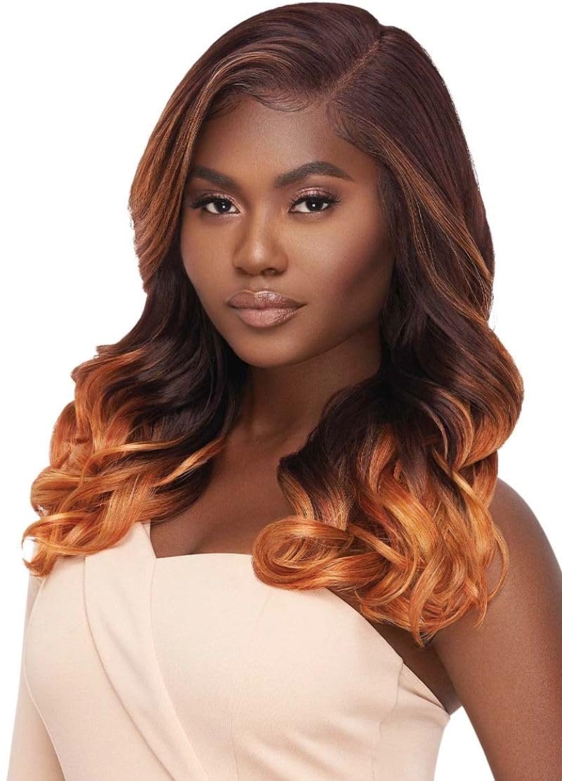 Outre Melted Hairline Lace Front Wig Frontal Effect Hairline No Plucking Required Baby Hairs Included Pre Attached Wide Elastic Band HD Transparent Lace DIVINE (1B)