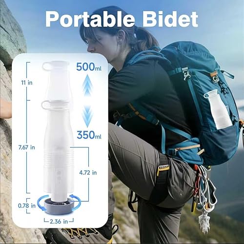 Miniatura 3 de Bidé portátil para viajes, bidé de viaje 550ML 4 modos de pulverización, rociador de bidé eléctrico de mano de alta presión recargable, compacto y