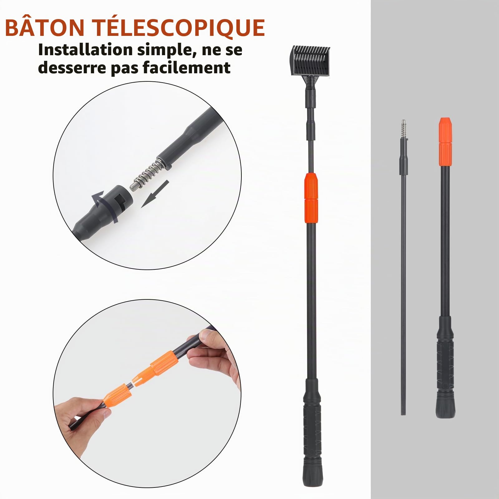 Coolty Outils de Nettoyage D'aquarium 6 en 1 avec Long Manche Télescopique, Grattoir, Filet de Pêche, Brosse de Nettoyage éponge, Râteau de Sable pour Le Nettoyage des Algues dans Les Aquariums
