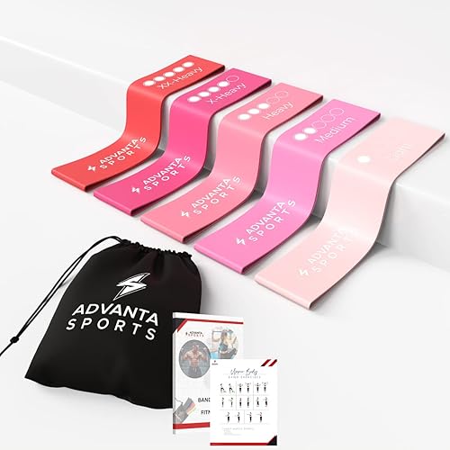 Miniatura 7 de Bandas de ejercicios de bucle de resistencia, juego de 5 colores. Fitness en casa, estiramiento, entrenamiento  bolsa de transporte y guía