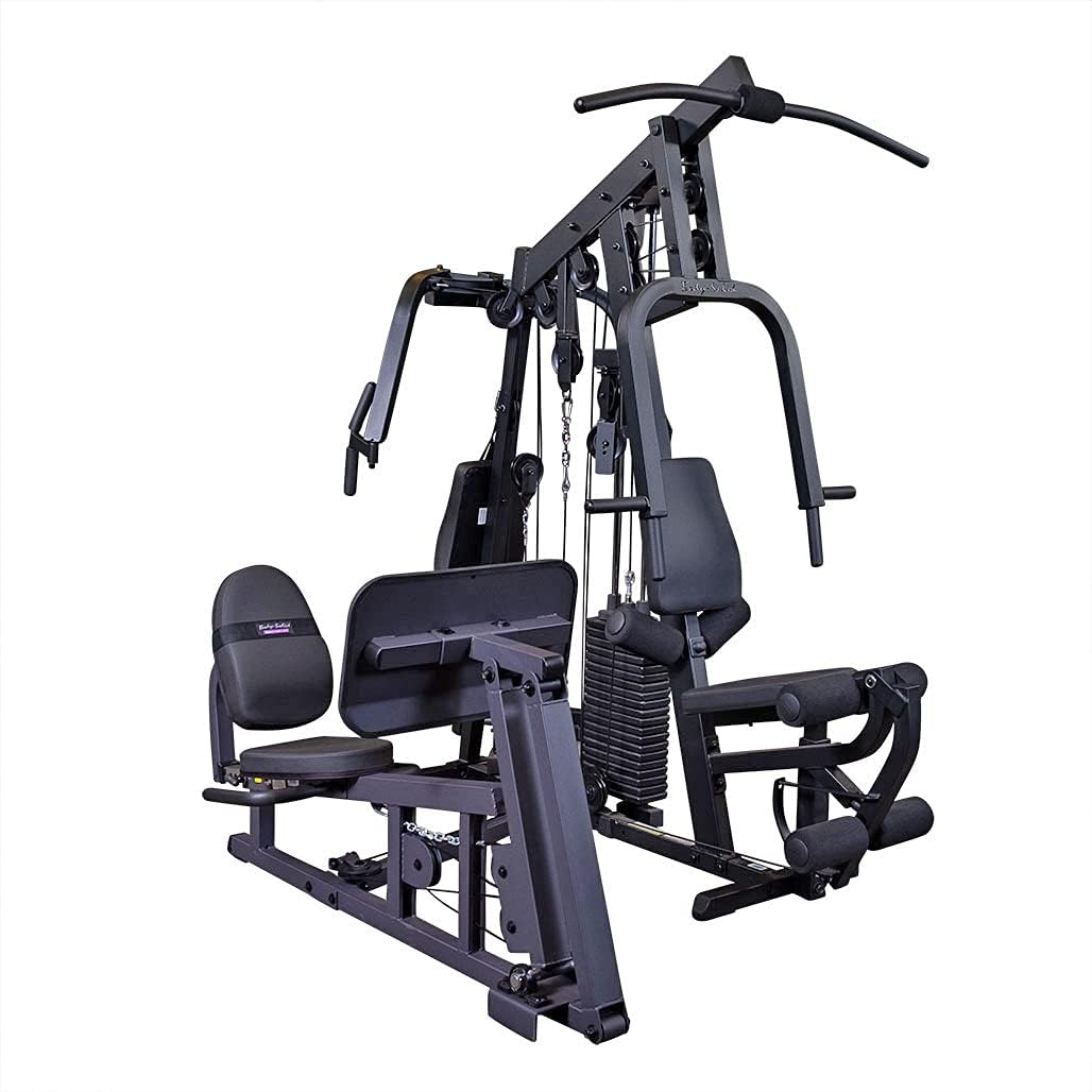 Body-Solid (EXM2500BLPS/300) Multi-Station Home Gym Machine, Arm & Leg Strength Training Functional Exercise Workout Station, 310lbs. Black Weight Stack with Leg Press
