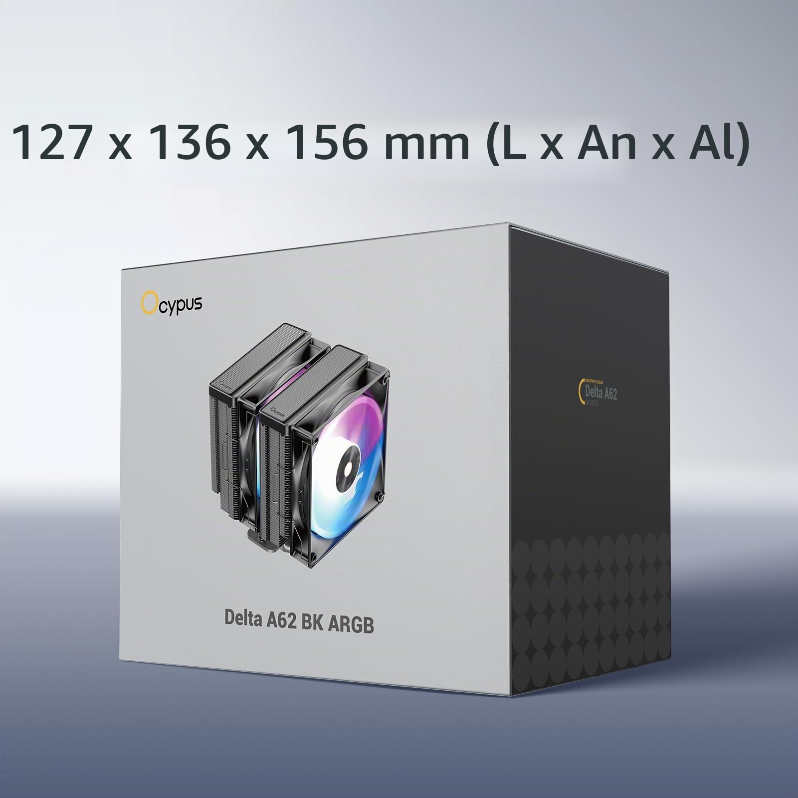 Delta A62 ARGB Disipador CPU con Función ARGB,Ventilador PWM Silencioso de 120 mm con Rodamiento Hidráulico, 6 Tubos de Calor de Cobre, para CPU de AMD AM4/AM5 e Intel LGA 115X/1200/1700/1851, Negro