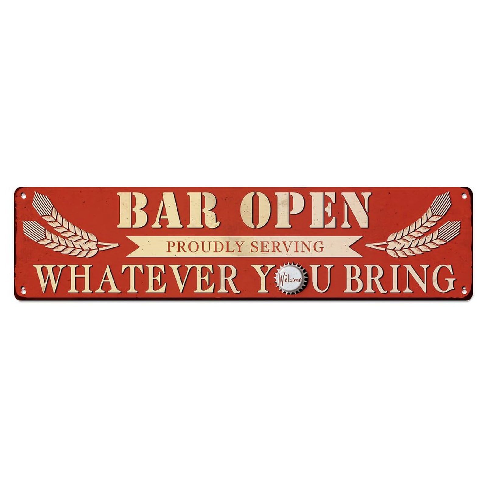 Jdyaojiesheng Vintage Bar Open Proudly Serving Whatever You Bring Tin Sign Retro Metal Wall Decor Metal Poster, Home Bar Garage Farmhouse Cafe Wall Art Decoration 4X16inch